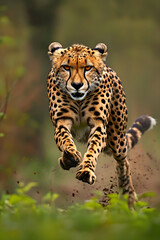 Obraz premium Cheetah at Full Sprint: Nature's Epitome of Speed and Agility