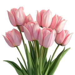 Fototapeta premium Pink tulips arranged beautifully in a fresh and vibrant bouquet against a transparent background