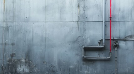 Electric wire in plastic tube on wall for factory light Copy space