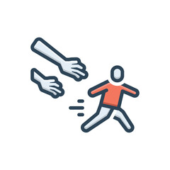 Color illustration icon for run away