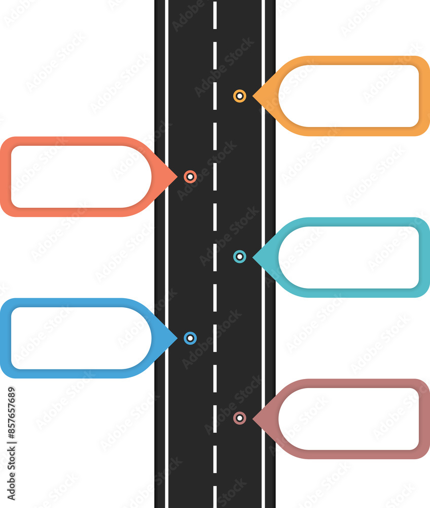 Poster road infographics with five pointers with place for your text