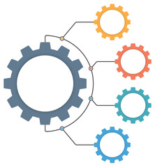 Infographic template with gear with four elements