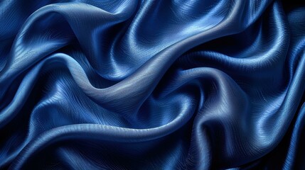 Fototapeta premium Rich, velvety blue fabric with a soft, luxurious texture draped elegantly.