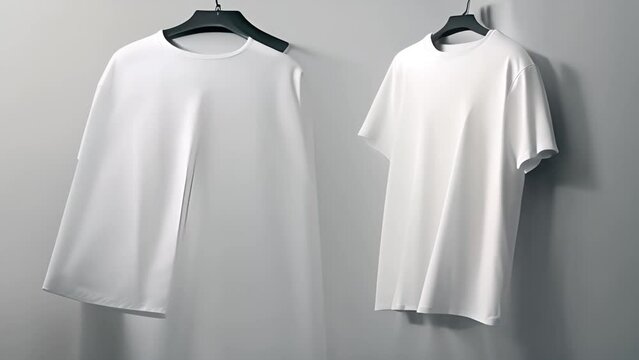 Two White T-Shirts Hanging on Hangers Generative AI