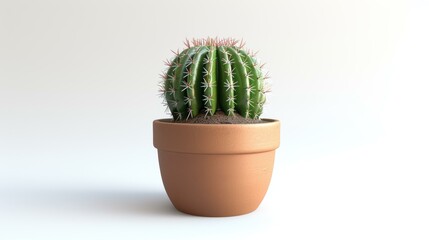 a 3D render of a cactus in a terracotta pot, showcasing its detailed texture and vibrant green color.
