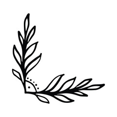 Hand drawn set of line frames on a white background. Corner Border Eklement. Sketch elements of floral and herbs ornaments for banner design. Line border collection. Arrows. Isolated separators. Vinta