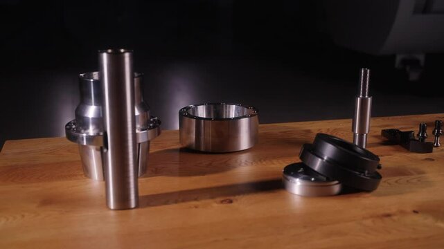 CNC'd metal pieces on a table p2