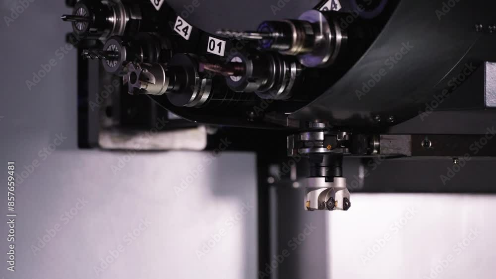 Poster cnc machine rotating trough different parts