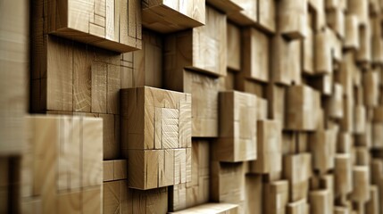 a wooden wall made from wood, in the style of synthetic cubism, ferrania p30, thx sound, soft, dream-like quality, exacting precision, naturecore, dau al set 16:9