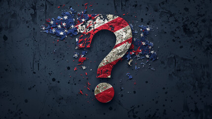 USA Flag 3D Question Mark Election Theme: American Flag, Voting, Democracy, Patriotic Symbols, National Pride