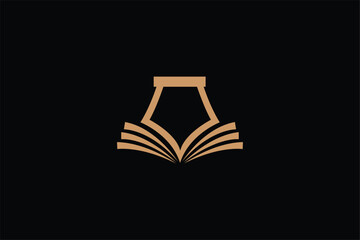 pen and book icon logo, pen education logo, book education logo, writer logo, pen and book logo, pen tool logo, Fountain pen icon vector logo design template