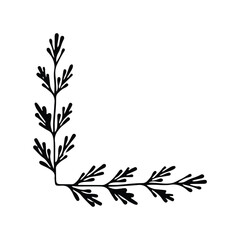 Hand drawn set of line frames on a white background. Corner Border Eklement. Sketch elements of floral and herbs ornaments for banner design. Line border collection. Arrows. Isolated separators. Vinta