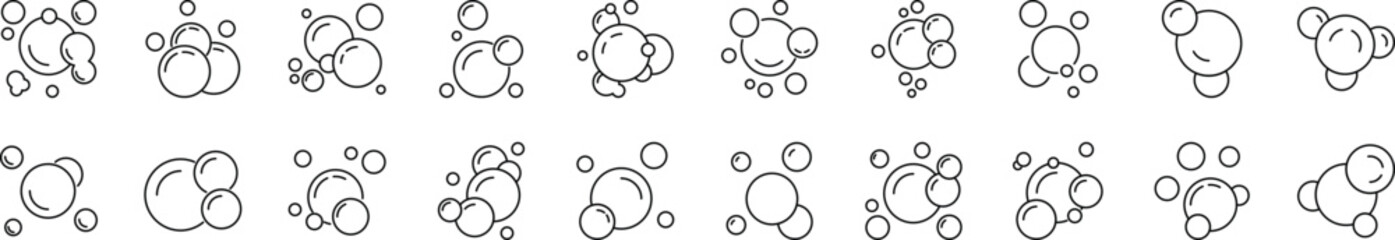 Collection of Icons of Foam for Shops and Stores. Suitable for books, stores, shops. Editable stroke in minimalistic outline style. Symbol for design