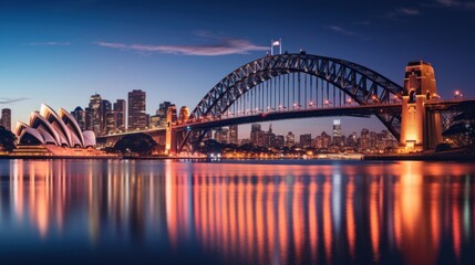 Fototapeta premium A bridge spans a river in the city of Sydney