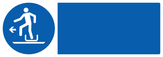 ISO mandatory safety signs_alighting from toboggan to the left your custom message here landscape size 1/2 a4,a3,a2,a1