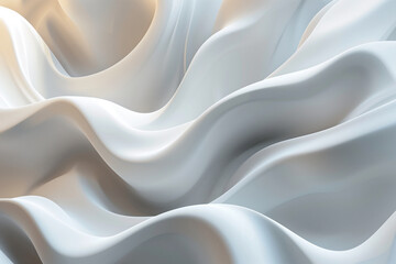 Obraz premium The image is a white, flowing fabric with a wave-like pattern. The fabric appears to be made of a synthetic material, and it has a smooth, silky texture