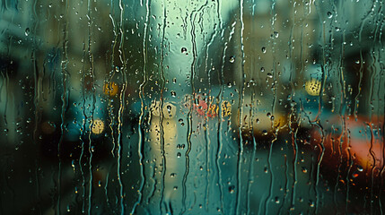 Tiny droplets collect and slide, tracing their own unique paths down the glass