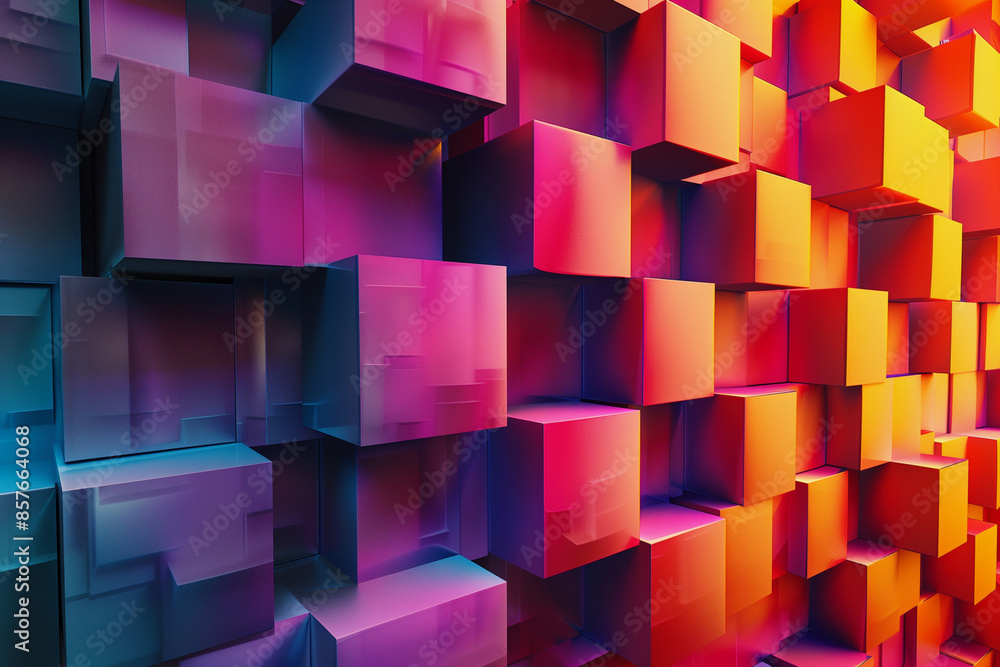 Aufkleber a colorful cityscape with a lot of blocks and a lot of blue. the blocks are all different sizes and 