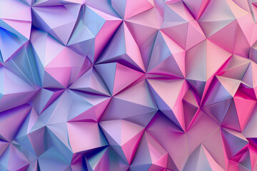 Fototapeta premium A pink and white abstract design with triangles. The pink and white colors give the impression of a soft and delicate texture. The design is made up of many small triangles