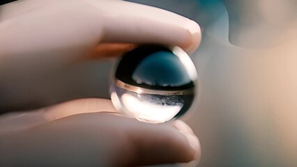 Hand Holding a Glass Sphere Reflecting a Landscape Generative AI