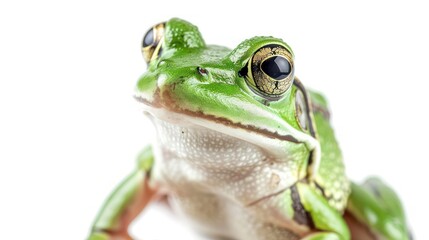 Small green frog isolated on white background.