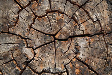 The image is of a large piece of wood with many cracks and holes. The wood appears to be old and weathered, with a rough texture