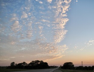Cirrocumulus clouds at sunset.