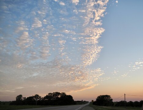 Cirrocumulus clouds at sunset.