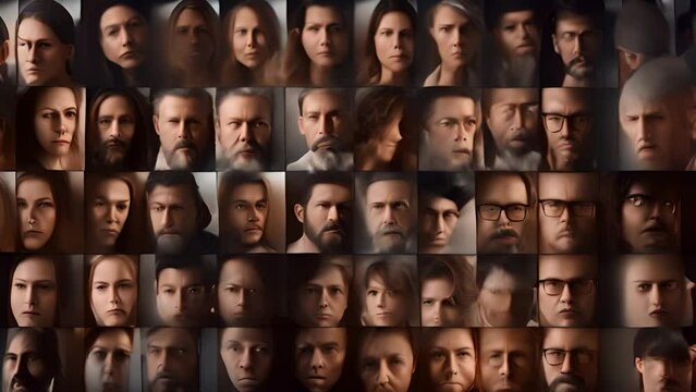 Group Portrait of 40 Individuals Generative AI