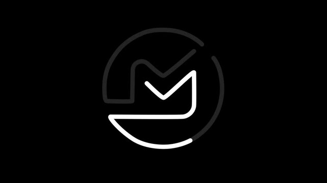 Creative M letter line, neon sign, rounded logo.