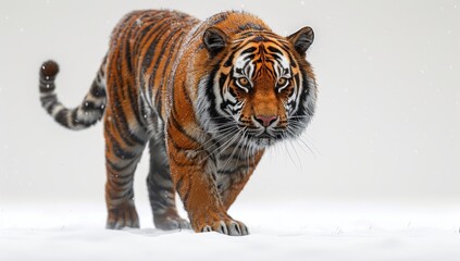Obraz premium Siberian Tiger Walking Through Snow