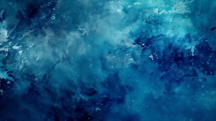 Fototapeta premium Abstract watercolor-like splashes in deep blue and aqua, fluid and artistic.