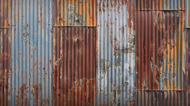 Aged corrugated metal wall backdrop