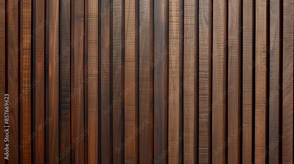 Wall mural 
A mahogany dark wood vertical slat wall covering provides a rich and elegant backdrop. The individual slats, arranged vertically, exhibit a deep, warm tone with subtle variations in color and grain,  - Wall murals