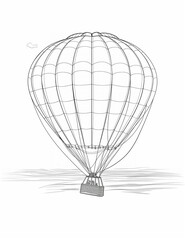 Hot Air Balloon Transportation Line Art Coloring Pages: Printable Black and White - Coloring Pages for All Ages 