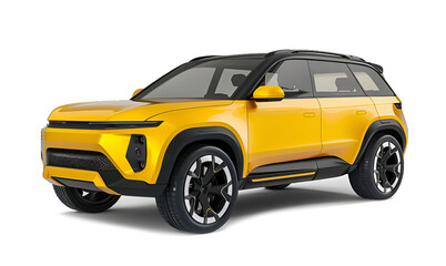 Electric car in concept, EV car isolated	
