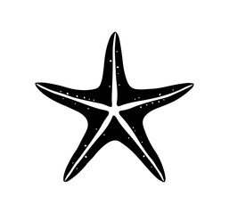 Fototapeta premium starfish engraving black and white outline, Starfish silhouette vector illustration
