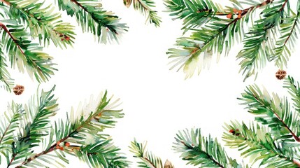 A watercolor painting of a tree with green leaves and a white background. Generate AI image