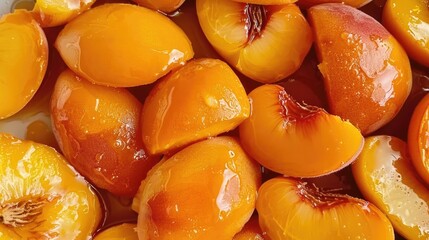 Juicy Canned Peaches Close-Up: Perfect for Delicious Desserts