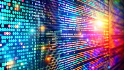 Coding programming source code screen. Colorful abstract data display. Software developer web program script. Programming code abstract screen of software developer. Computer script.
