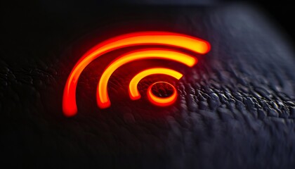 A close up of a glowing wifi symbol.