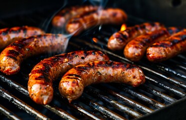 Grilled sausages on a grill.