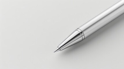 Fototapeta premium A silver pen on a white surface.