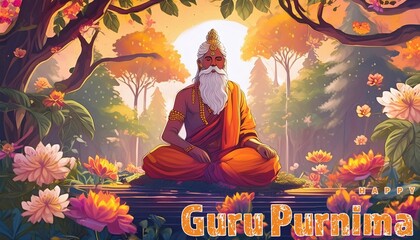 Guru Purnima Poster Design for Social Media Post, Template Banner etc.  Illustration for the Day Of Honoring Celebration Guru Purnima.
