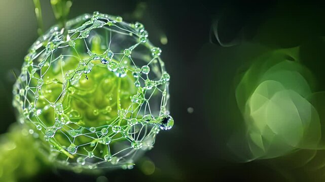 A delicate network of green apical meristem cells forming a cylinder at the tip of a plant stem.