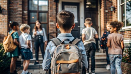 Elementary School Student with Backpack: An elementary school student wearing a backpack, ready for a day of learning.
