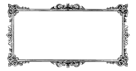 vintage frame calligraphic engraving black and white outline