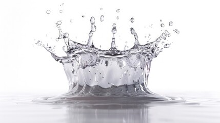 A splash of water forms a circle on a white background. Generate AI image