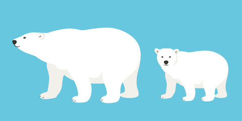 シロクマの親子_ベクターイラスト