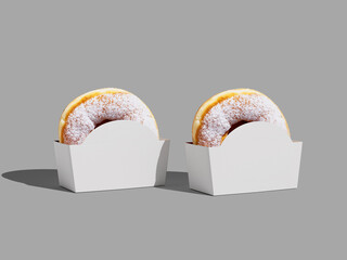 White Blank Donut Packaging Mockup With Realistic Donut for Single Serving
